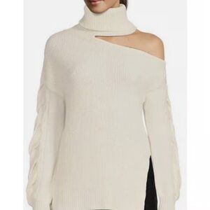 Gibson Latimer Cream Cold Shoulder Cut Out Turtleneck Sweater- NWT